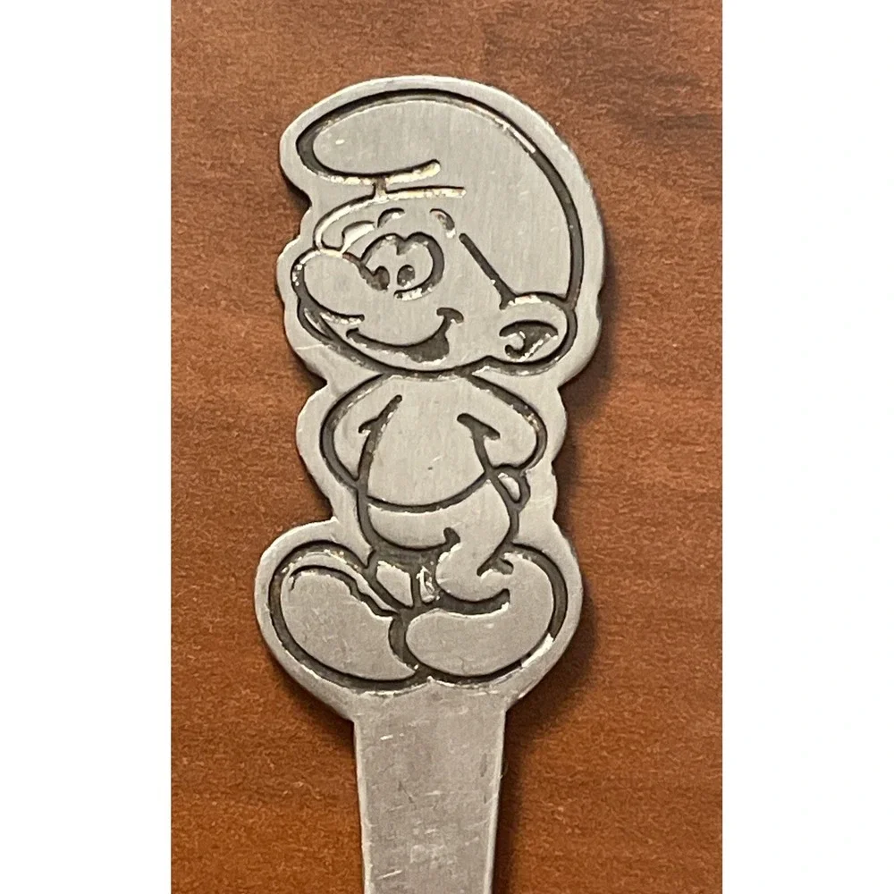 Vintage Smurfs  Baby / Child Fork - Stainless Steel - by Peyo Danara